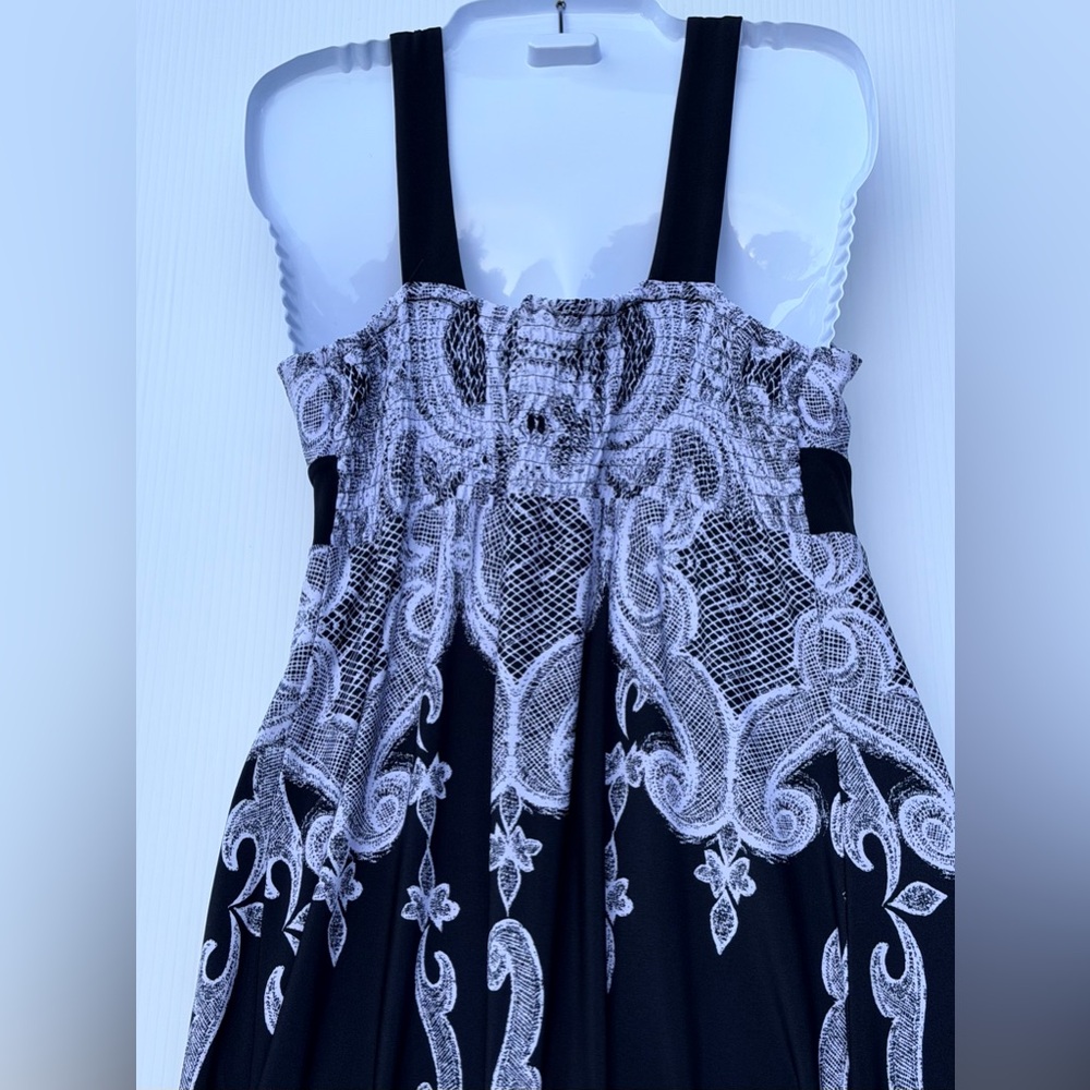 Style & Co. Black & White Beaded Paisley Print Maxi Dress Size PL - Picture 8 of 10